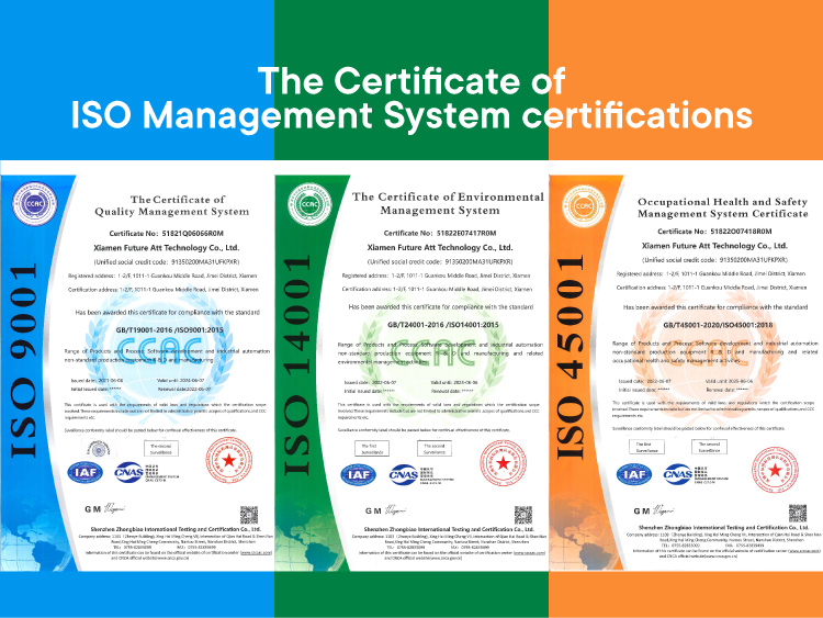 Bonnes nouvelles! Future Att a obtenu trois certifications de système de gestion ISO